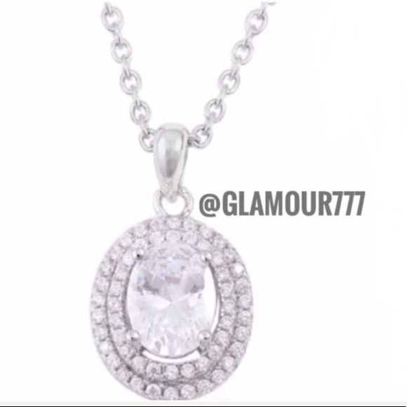 Sterling Silver Simulated Diamond Pendant &chain - Picture 6 of 7